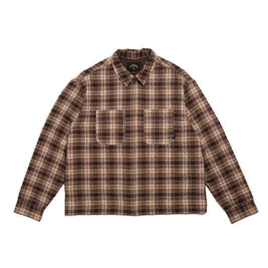 Brown Ripple Seersucker Check Shirt